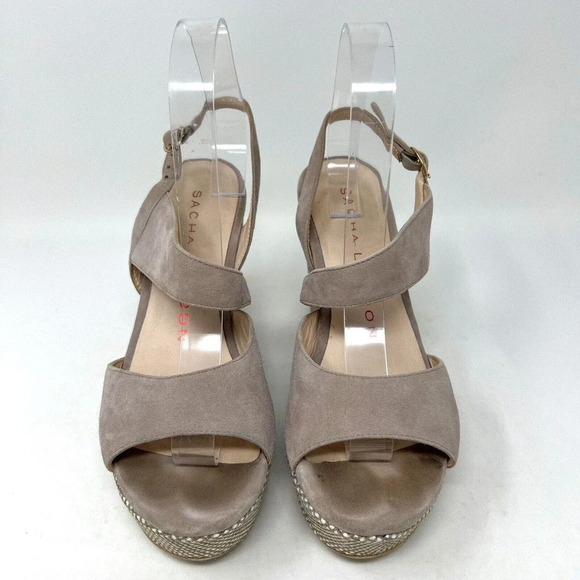 Sacha London Suede Leather Beige Wedge Platform Shoes Sandals Women’s Size 8.5 - Picture 4 of 11